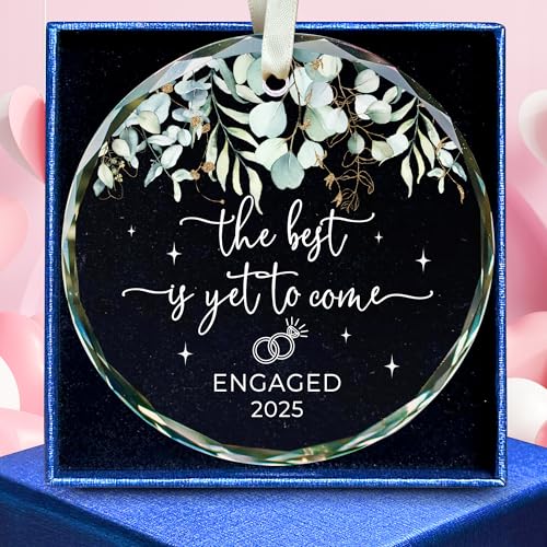 Engagement Gifts for Couples - Gifts for Newly Engaged Couples - Happy Engagement Gift for Her, Bride to Be - Just Engaged Ideas for Her, Friends - Glass Ornament 2025