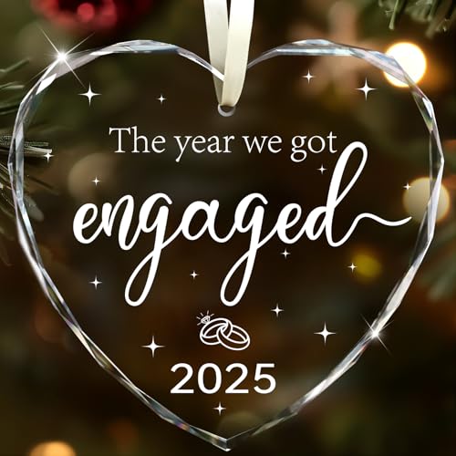 Engagement Gifts for Couples 2025, Gifts for Newly Engaged Couples Happy Engage ment Gif ts for Her Cool Engagement Gif t Glass Engage ment Ornament Engaged Ornament 2025 Engage ment Party Decorations