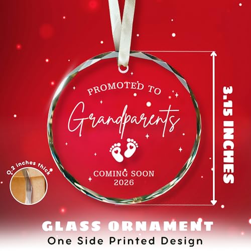 Grandparents Gifts - First Time Grandparents Gifts for Grandma, Grandpa - Baby Pregnancy Announcement Ornament for New Grandma - Grandpa to Be Ornaments - Glass Hanging Ornament 2026