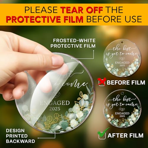 HEXMOZ Engagement Gifts for Couples - Engagement Gifts for Newly Engaged Couples, Bride to Be, Women, Fiance, Her - Just Engaged Gift, First Christmas Ornament 2025 Party Decoration - Acrylic Ornament