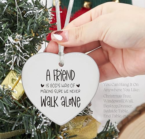 Friendship Gift for Best Friend,Birthday Chirstmas Gifts for Women Best Friends, Bestie BFF,Soul Sister-Ceramic Heart Shaped Ornament with Present Box-A Friend is God's Way