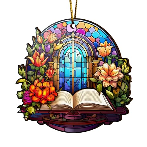 2D Flat All Over Printed, Book Ornaments, Bookshelf Christmas Ornaments, 2 Sides 3.5" Wood Ornament, Gift for Book Lover