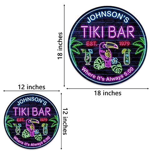 All Over Printed No Real Led Neon Tiki Bar Signs, Gettin' Freaky At The Tiki Signs, 8x8",12x12",18x18" Tiki Bar Signs, Tiki Louge, Tiki Huts, Tiki Bar, Welcome Sign, Door Signs, Bar Signs, Tiki Signs (CSWS-ENNG-37984001)