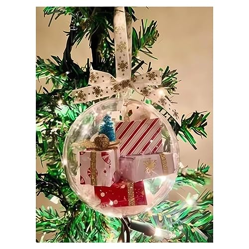 Canbebig Christmas Ornament 3.54inch Funny Ornament Ball for Christmas Tree Clear Ball Ornament Home Office Xmas Decorations Mini Gifts Box Ornament for Christmas