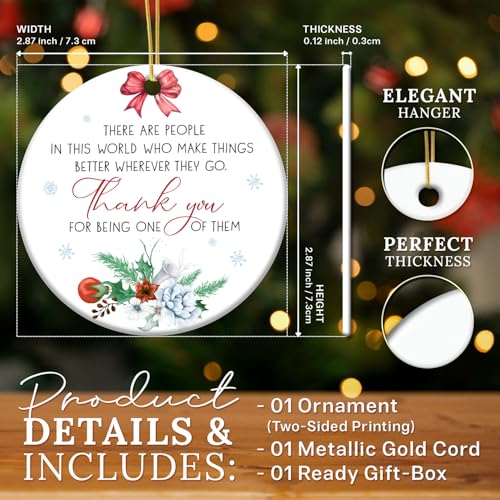 HEXMOZ Thank You Gifts for Women, Coworkers, Boss, Manager, Teacher, Nurse, Mom, Friends - Appreciation Gifts for Women - Farewell, Leaving, Going Away Present Ideas - Ceramic Christmas Ornament 2025