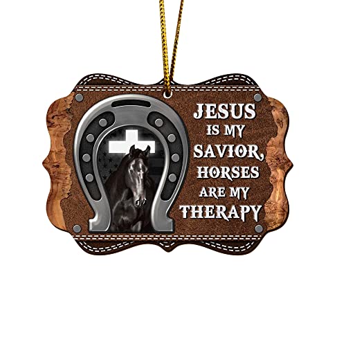 Vibepy All-Over Horse Print Girl Ornament, Christmas Tree Decorp, 3.5" Wood 2-Sided Gift for Her & Horse Lovers