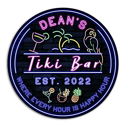 All Over Printed No Real Led Neon Tiki Bar Signs, Gettin' Freaky At The Tiki Signs, 8x8",12x12",18x18" Tiki Bar Signs, Tiki Louge, Tiki Huts, Tiki Bar, Welcome Sign, Door Signs, Bar Signs, Tiki Signs (CSWS-ENNG-35123001)
