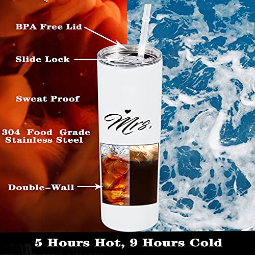 Mr and Mrs 2025 Tumbler Set, Engagement Wedding Gifts for Couples Wife Husband Bride To Be Newly Engaged 20oz Travel Tumbler Bachelorette Party Gifts