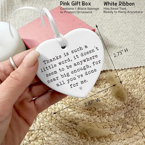 Thanksgiving Birthday Christmas Gift-Thank You Gift for Family Leader Boss Teacher Mentor Tutor Coach Godparents Friends-Ceramic Heart Ornament Keepsake Sign Plaque Decor Present-Double-Sided Printing