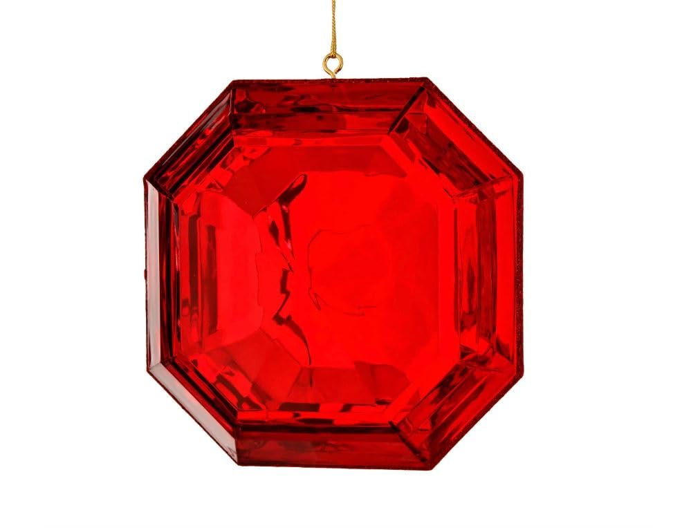6 Inch, Square Red Emerald Cut Ornament, Gem Ornament, Jewel Ornament, Wreath Attachment, Christmas Decor, Tree Ornament