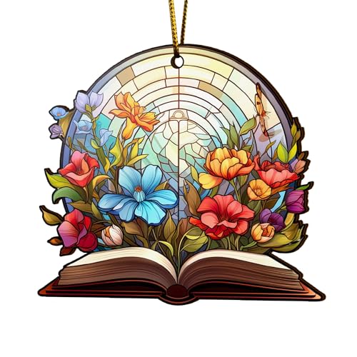 2D Flat All Over Printed, Book Ornaments, Bookshelf Christmas Ornaments, 2 Sides 3.5" Wood Ornament, Gift for Book Lover