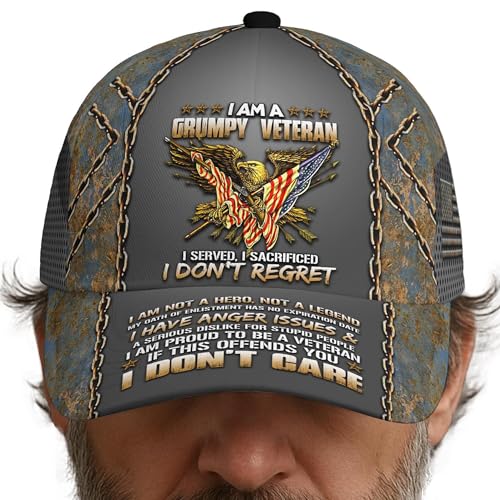 US Veteran Baseball Cap - Bald Eagle Printed Unisex Hat Gift for Veterans Day, Father's Day, Dad Birthday Gifts