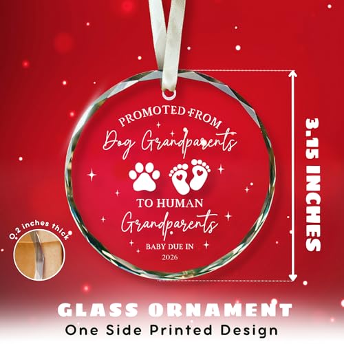 Grandparents Gifts - First Time Grandparents Gifts for Grandma, Grandpa - Baby Pregnancy Announcement Ornament for New Grandparent - Grandma Grandpa to Be Ornaments - Glass Ornament 2026
