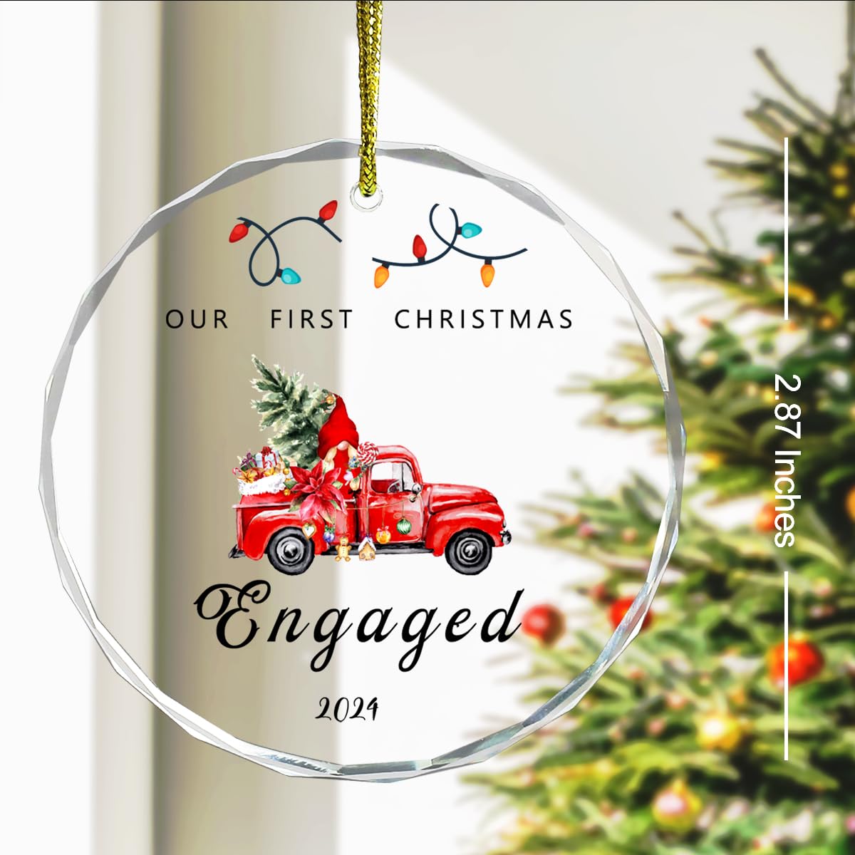 Our First Christmas Engaged 2024 Ornament,1st Christmas Married Ornament,First Christmas Married Ornament 2024,Just Married Christmas Ornament as Mr and Mrs Round Crystal Ornament