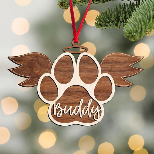 Pet Memorial Ornament, Pet paw Ornament, Paw with Wings Christmas Ornament, Shiplap Paw Ornament, Pet Angel Paw Ornament, Dog Memorial Ornament, Pet Loss Gifts, Cat Dog Loss Sympathy Gift pet/9