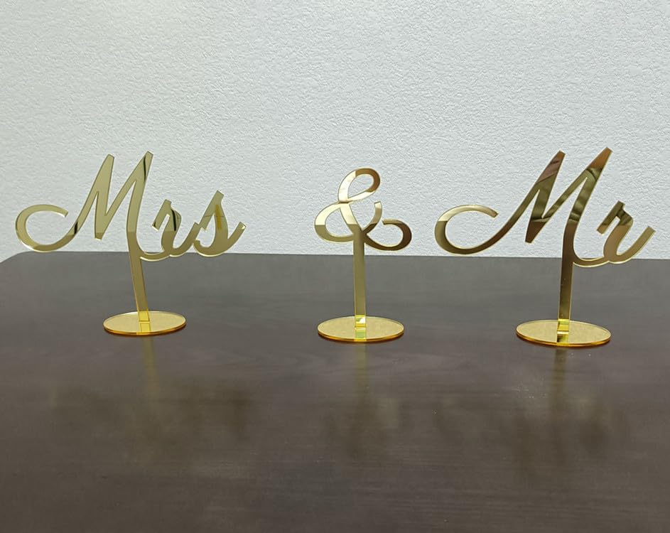 Gold mirror MR and MRS Wedding Decor,MR and Mrs Sign,Free Standing Wedding Table Signs for Wedding Gift