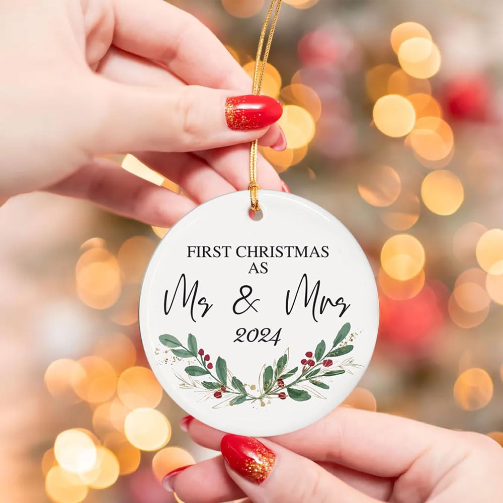 Mr and Mrs Ornament 2024 - Our First Christmas Ornament 2024 - First Christmas Together as Mr. & Mrs - Perfect for Mr. & Mrs. and Newly Married Couples