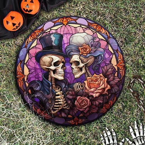 2D Flat All Over Printed, Skeleton Sign, Skeleton Couple Sign, Halloween Sign, 8",12",18" Wooden Sign, Romantic Gothic Decor, Halloween Decor, Gothic Decor