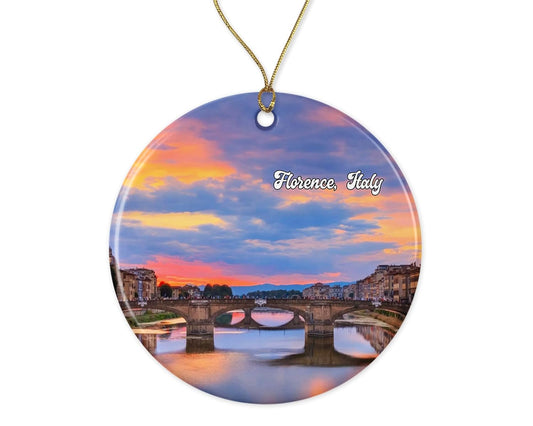 Fun Florence Scene Ornament - Florence Souvenir Keepsake - Travel Ornament - Xmas Ceramic Ornament - Florence Tree Hanging Ornament Printed on Both Sides