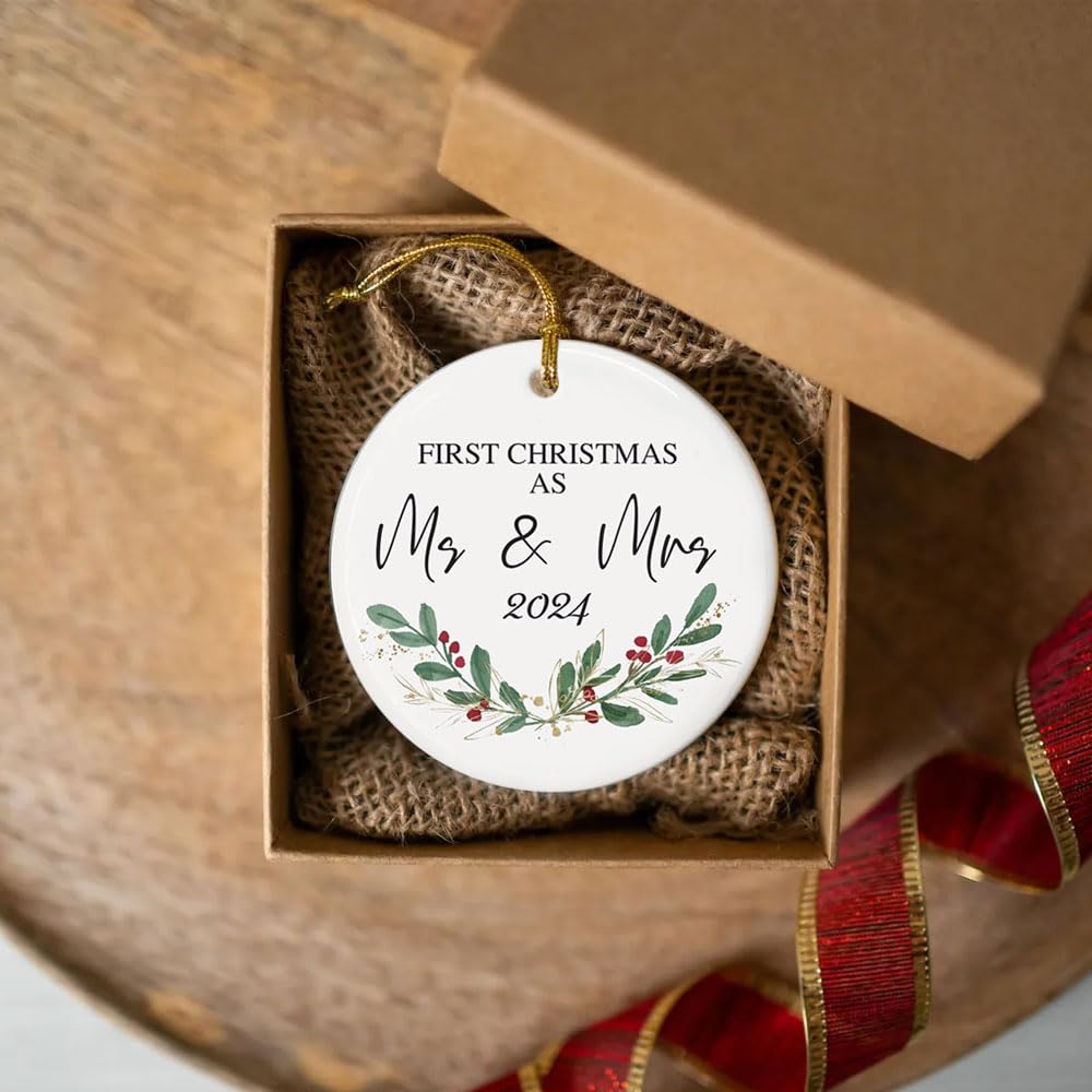 Mr and Mrs Ornament 2024 - Our First Christmas Ornament 2024 - First Christmas Together as Mr. & Mrs - Perfect for Mr. & Mrs. and Newly Married Couples