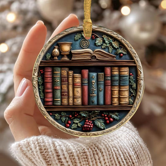 3D Books Lover Ornament, Ornamental Book, Bookworm Christmas Ornament, Library Decor, Xmas Tree Ornament Gift
