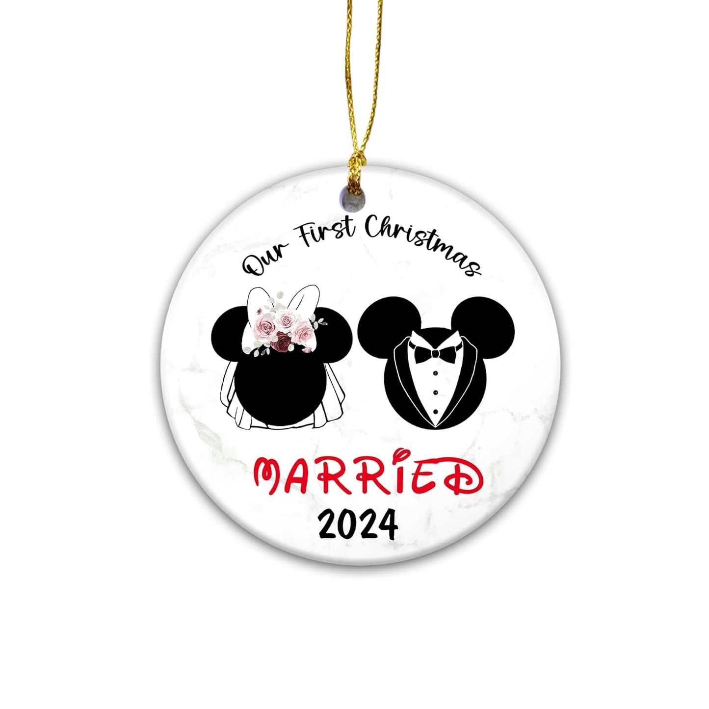 First Married Christmas Ornaments 2024 | Bride and Groom Couple First Christmas Ornament, Married Couple 2024 (Dream Wedding)