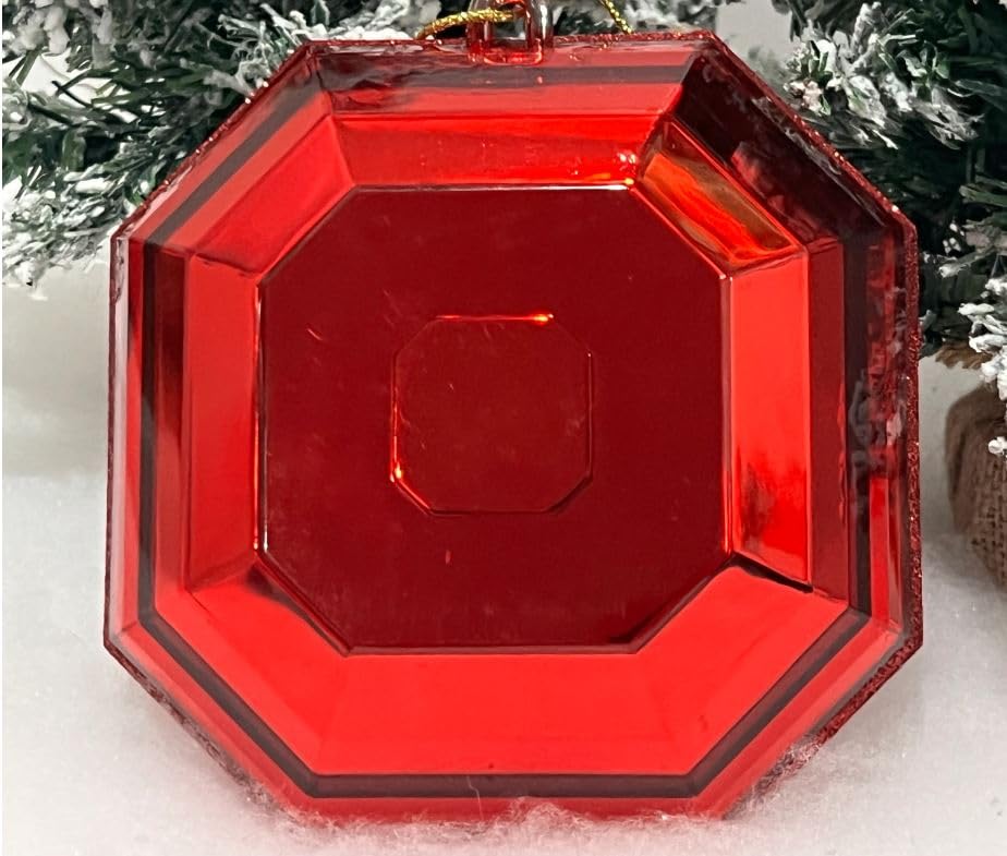 6 Inch, Square Red Emerald Cut Ornament, Gem Ornament, Jewel Ornament, Wreath Attachment, Christmas Decor, Tree Ornament