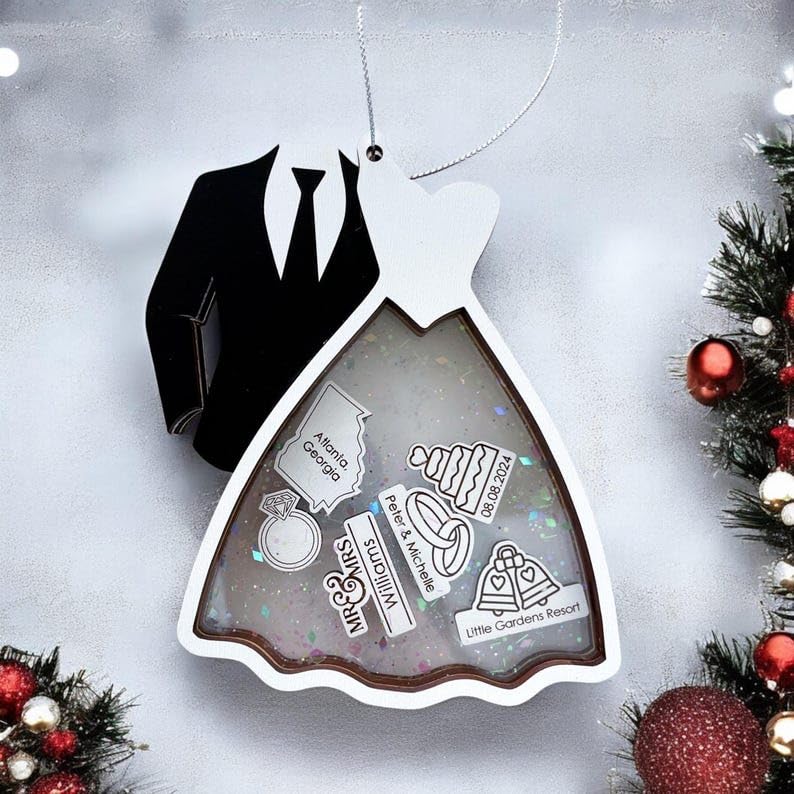 First Christmas Married Ornament 2024, First Christmas Married Ornaments Future Mr and Mrs Gifts, Wedding Gifts, 1st Just Married Bridal Shower, Wedding Ornament, Bride and Groom Shaker Ornament