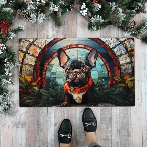 All Over Printed, French Bulldog Doormat, Doormat with French Bulldog Pattern, 24x16 inches, 30x18 inches Doormat, Home Decor Outdoor, Gift for French Bulldog Lover (RBRGUS-EPHG-53029004)