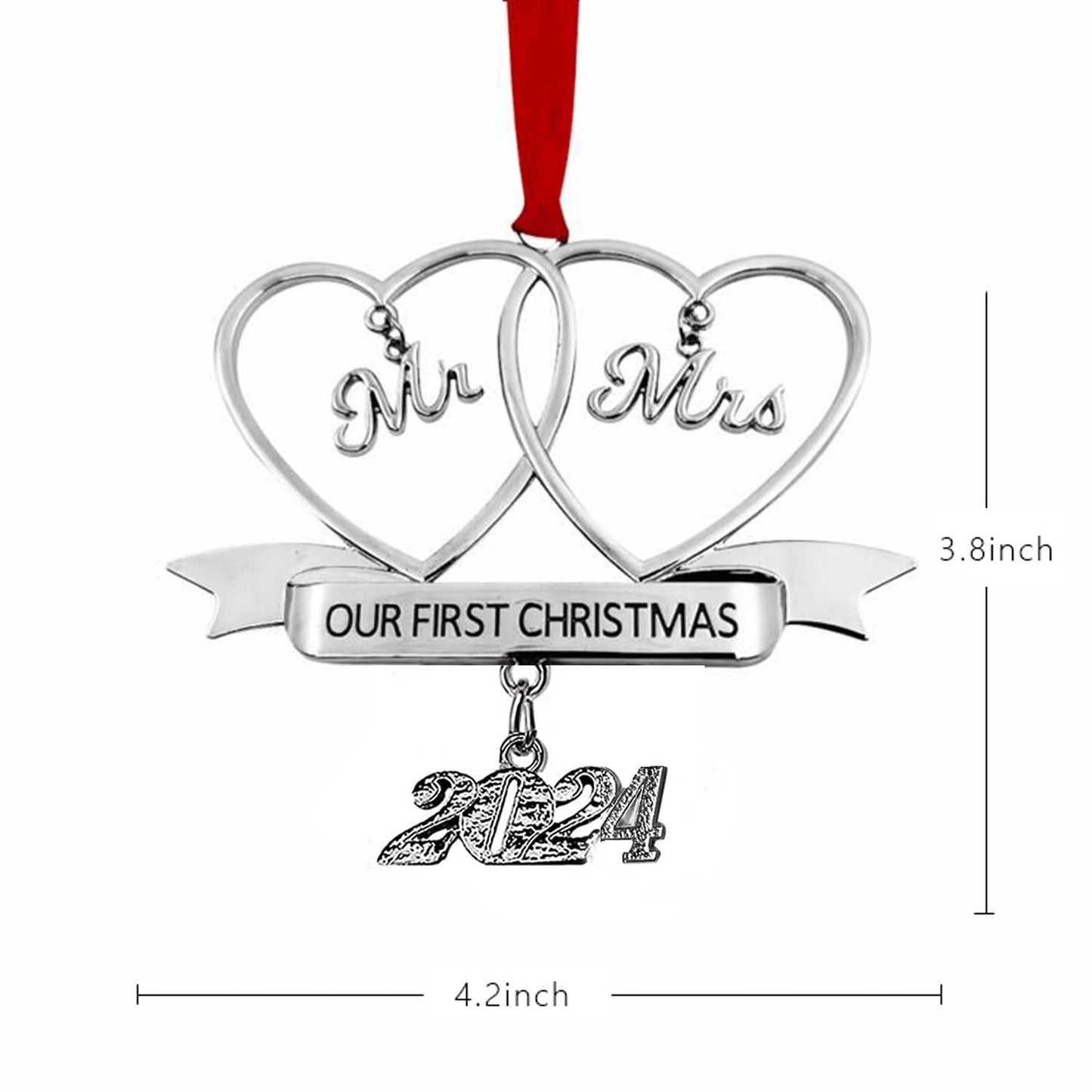 Christmas Ornament 2024 Our First Married Mr Mrs Tree Decoration Wedding Gifts Couple Xmas Bridal Shower Newlywed Gift 1st Keepsake Unique (Our First Christmas)