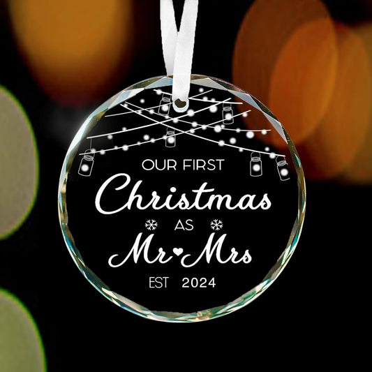 Wedding Gift First Christmas Married Ornament 2024 Mr and Mrs Gift for Newlyweds Couple 2024 Personalized Bridal Shower Gifts Our First Christmas 2024