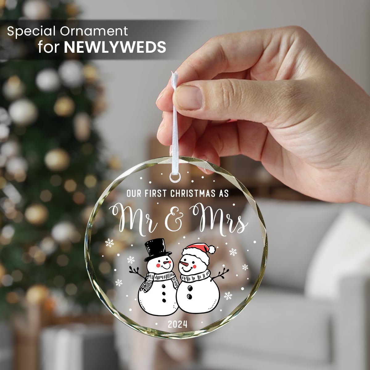 Our First Christmas Together Ornament 2025 - Wedding Gifts for Couples Unique, Newlywed Gift for Couples 2025, Mr and Mrs Gifts, Bridal Shower Gift, 1st Christmas Married Glass Ornament