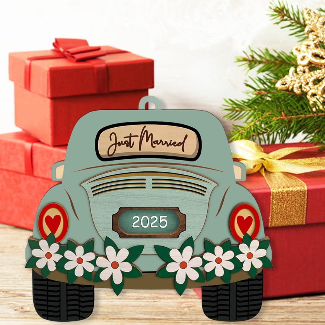 Wedding Gifts for Couples 2025, Just Married Decorations - Bridal Shower Gifts for Bride, Newly Wed Gift Ideas - First Christmas Married Ornament 2025