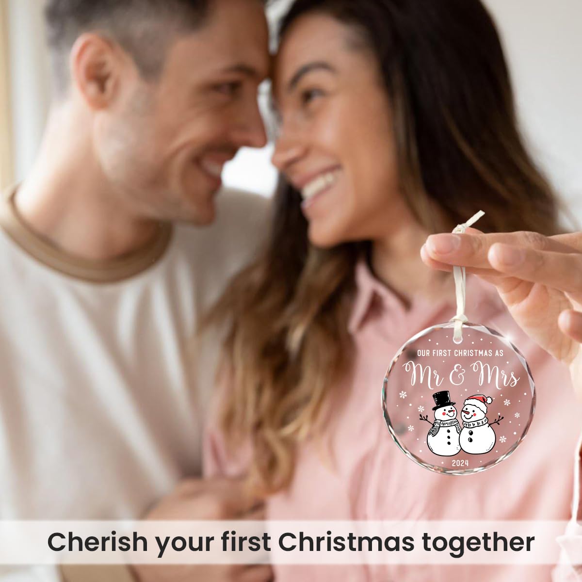 Our First Christmas Together Ornament 2025 - Wedding Gifts for Couples Unique, Newlywed Gift for Couples 2025, Mr and Mrs Gifts, Bridal Shower Gift, 1st Christmas Married Glass Ornament