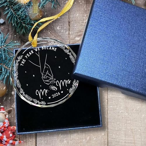 Gossby Wedding Gifts - Mr and Mrs - 1st for Wife Husband - Car Hanging Decoration Ornament - Wine Bottle Decor - Just Married Gifts for Newlywed Couple, Bride, Groom V3