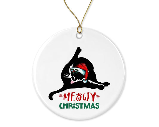 OystersPearl Cat Christmas Ornament - Christmas Decor Ornament - Funny Xmas Tree Ornament - Ceramic Ornament - Gift for Cat Lover Printed on Both Sides