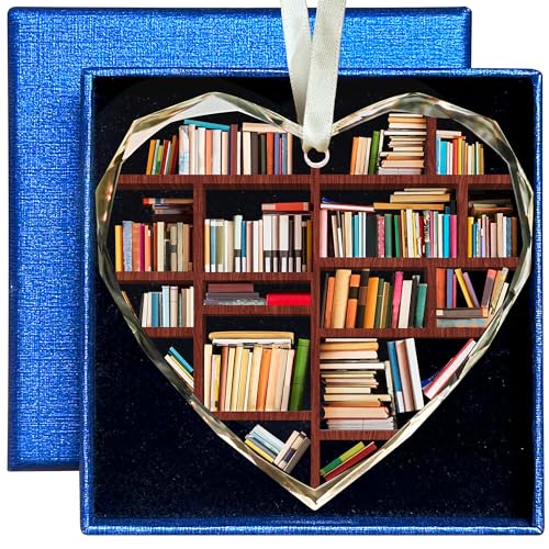 Book Lovers Gifts - Gifts for Book Lovers - Gift for Reading Lover Women, Gift for Readers and Books Lover - Reading Books Worm Club Ideas - Glass Hanging Ornament