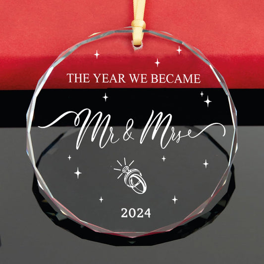 Wedding Gifts for Couples 2024 Crystal Ornaments, Bridal Shower Gifts, Mr and Mrs Our First Married Ornament 2024 for Newlywed, Mr&mrs