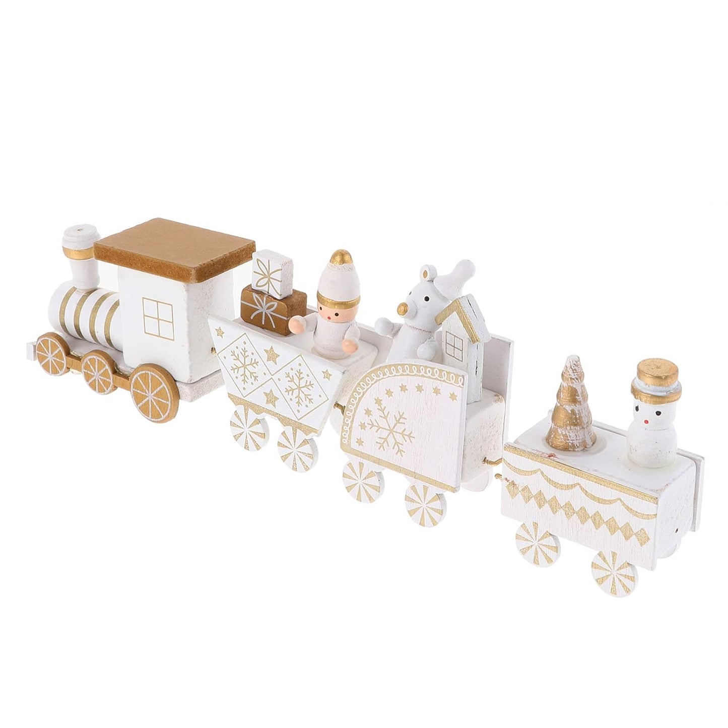 NUOBESTY Christmas Train Festive Desktop Decor Tabletop Adornment Showcase Ornament Train Shape Ornament Cartoon Ornament Christmas Theme Decor Xmas Ornament Wooden Crafts Wooden Ornament