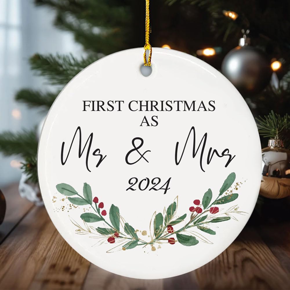 Mr and Mrs Ornament 2024 - Our First Christmas Ornament 2024 - First Christmas Together as Mr. & Mrs - Perfect for Mr. & Mrs. and Newly Married Couples