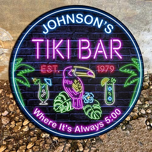 All Over Printed No Real Led Neon Tiki Bar Signs, Gettin' Freaky At The Tiki Signs, 8x8",12x12",18x18" Tiki Bar Signs, Tiki Louge, Tiki Huts, Tiki Bar, Welcome Sign, Door Signs, Bar Signs, Tiki Signs (CSWS-ENNG-37984001)