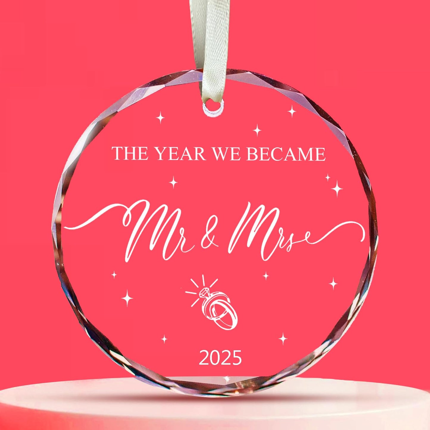 Wedding Gifts for Couples 2024 Crystal Ornaments, Bridal Shower Gifts, Mr and Mrs Our First Married Ornament 2024 for Newlywed, Mr&mrs