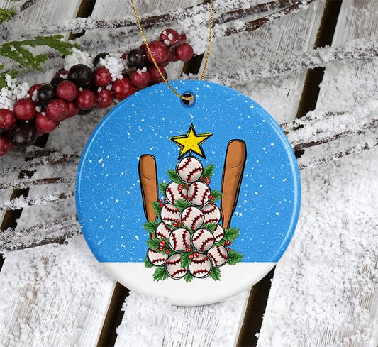 Softball Ornament - Christmas Tree Ornament - Christmas Ornament - Holiday Ornament - Ceramics Ornament - Gift for Xmas Men Women Team Coach Softball Lovers Printed on Both Sides