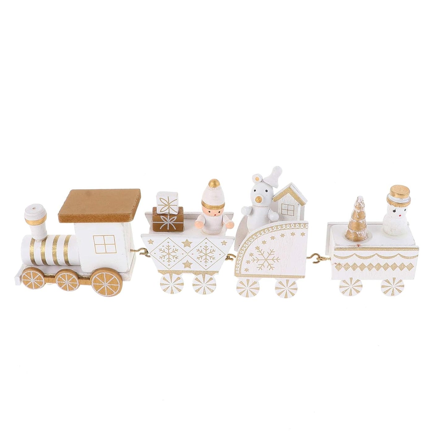 NUOBESTY Christmas Train Festive Desktop Decor Tabletop Adornment Showcase Ornament Train Shape Ornament Cartoon Ornament Christmas Theme Decor Xmas Ornament Wooden Crafts Wooden Ornament