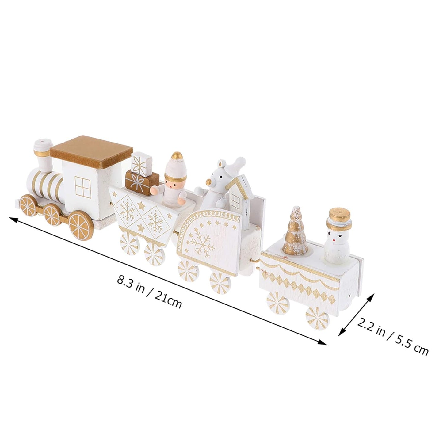NUOBESTY Christmas Train Festive Desktop Decor Tabletop Adornment Showcase Ornament Train Shape Ornament Cartoon Ornament Christmas Theme Decor Xmas Ornament Wooden Crafts Wooden Ornament