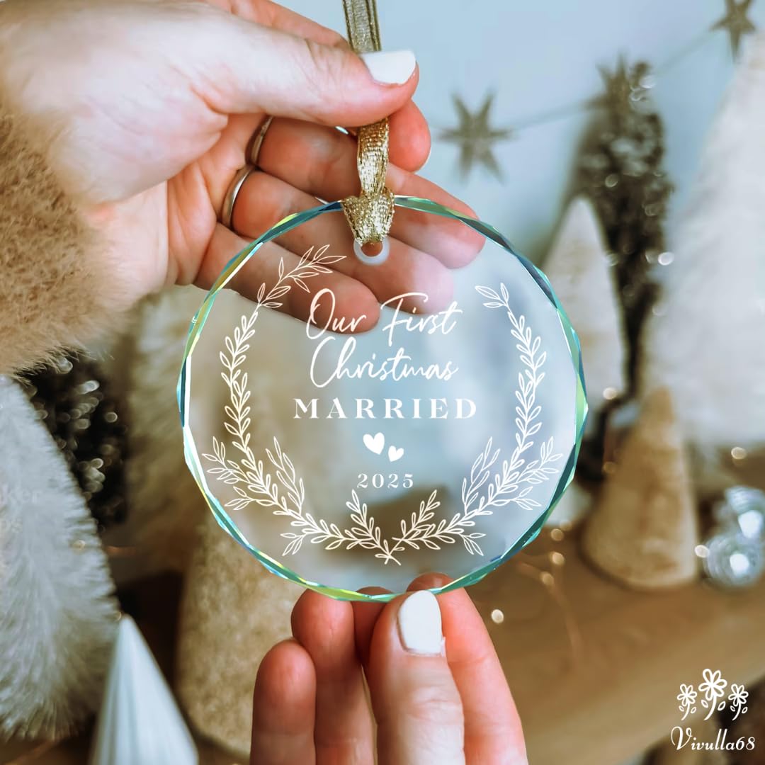 Engagement Gifts for Couples, Our First Christmas Married Ornament 2025, First Christmas Married Ornament, 1st Xmars As Mr and Mrs, Newlywed Gifts for Couples 2025, Bridal Shower Wedding Gift
