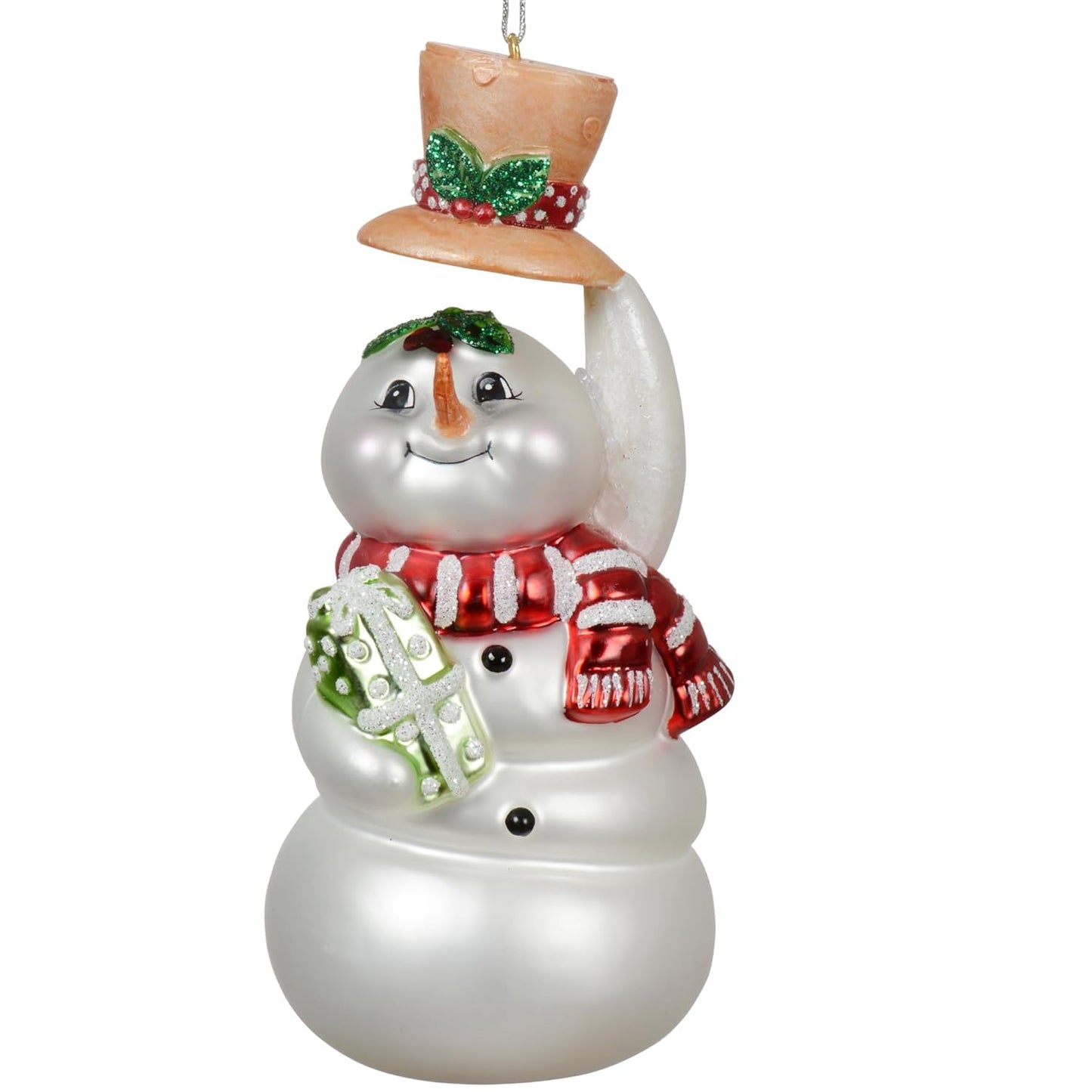 Glass Snowman Ornament - Blown Glass Christmas Ornament Holiday Ornament