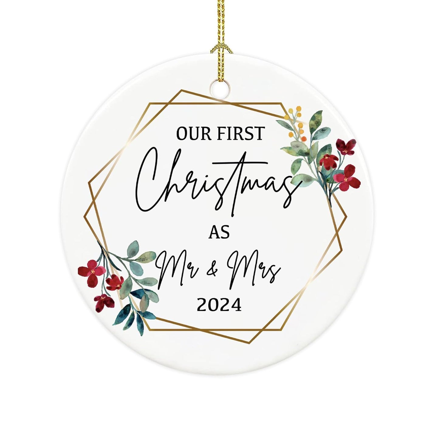 Mr & Mrs Christmas Ornament - Wedding Gift for Couples - Newlywed First Christmas 2024 - Just Married Decorations