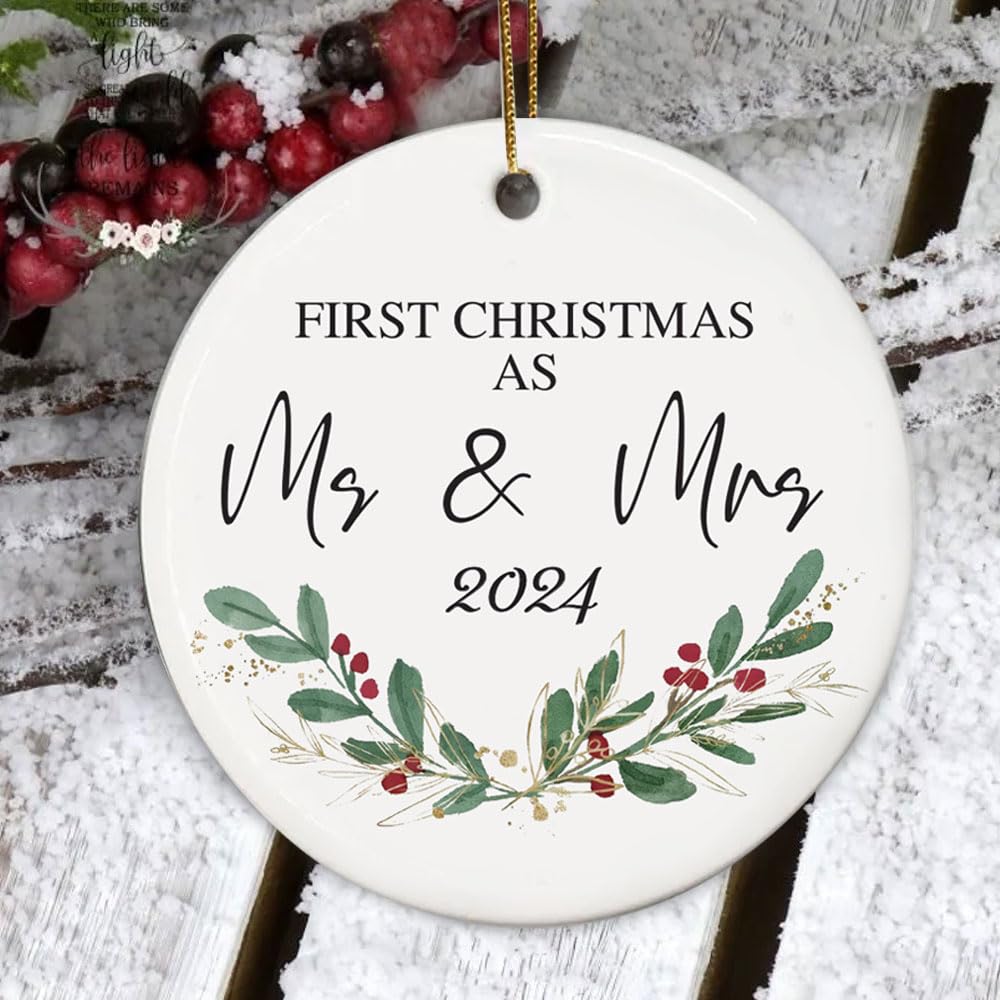Mr and Mrs Ornament 2024 - Our First Christmas Ornament 2024 - First Christmas Together as Mr. & Mrs - Perfect for Mr. & Mrs. and Newly Married Couples