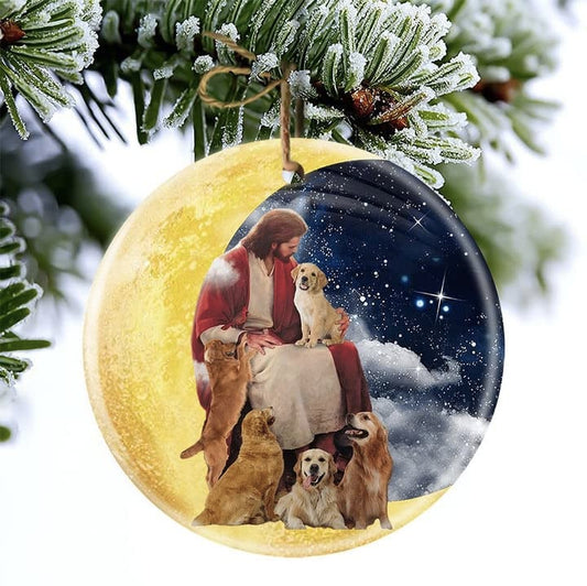 Jesus Loves Dogs Christmas Ceramic Ornament, Dog Hanging Ornament, for Dog Lover - Dog Ornament - Ornament Christmas Tree Decor - PTU - TXH